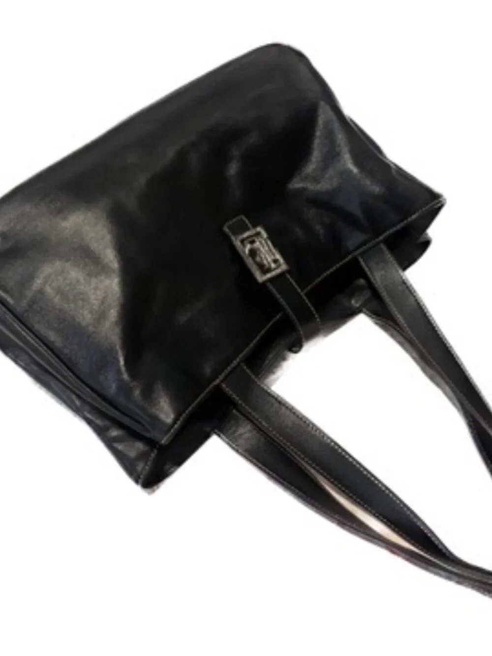 Vintage Lauren Ralph Lauren Black Glove Leather Shopper Tote Bag